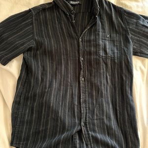 Black Striped Men's Button Shirt